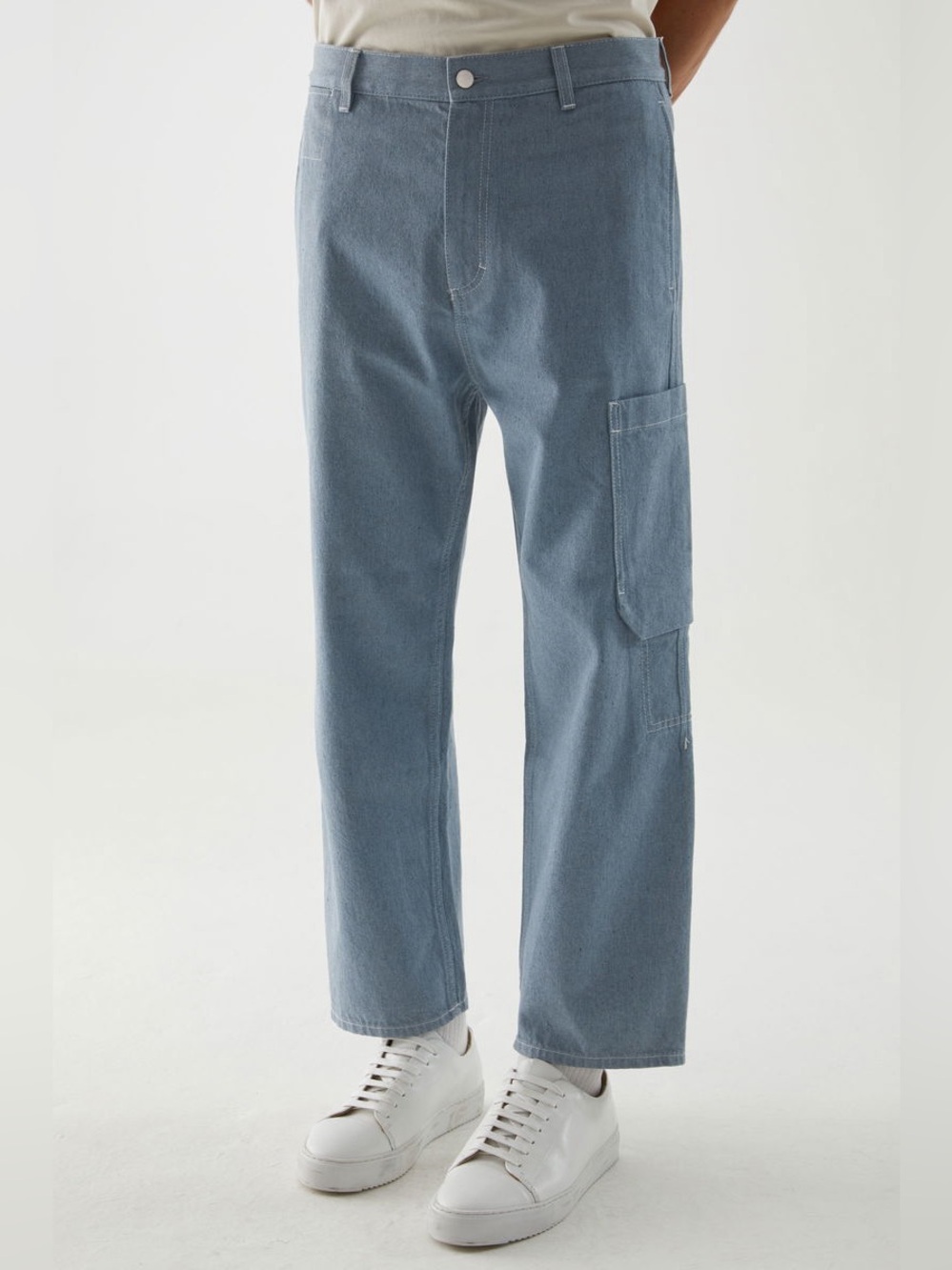 COS Sz 31 Straight Mid Rise Blue Straight Leg Utility Pants